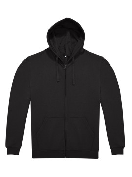 B&C ID.224 Black Zip Hoodie – Unisex Cotton-Faced Pullover